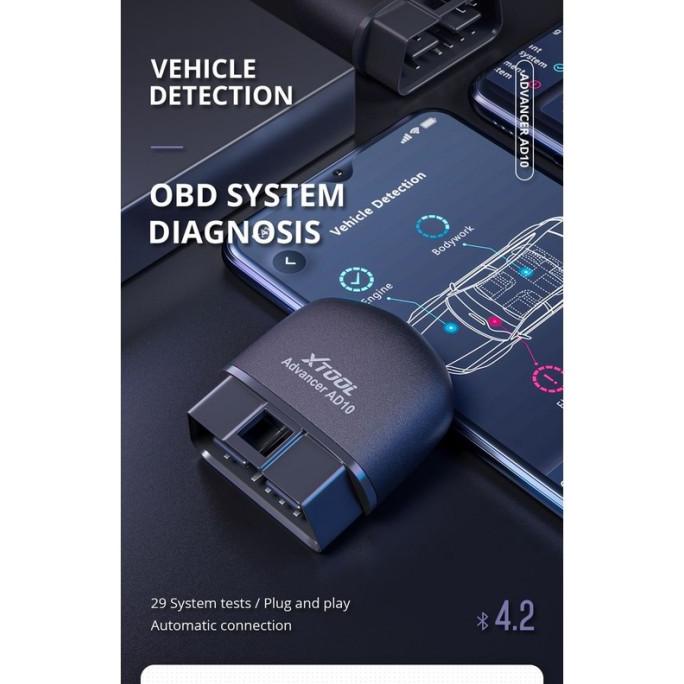 Kualitas terbaik] Ready Alat Diagnostik Mobil-XTOOL AD10 OBD2-Pembaca Kode ELM327 Blueto