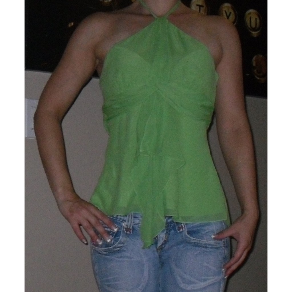 BCBG Max Azria - Green Silk Halter Top