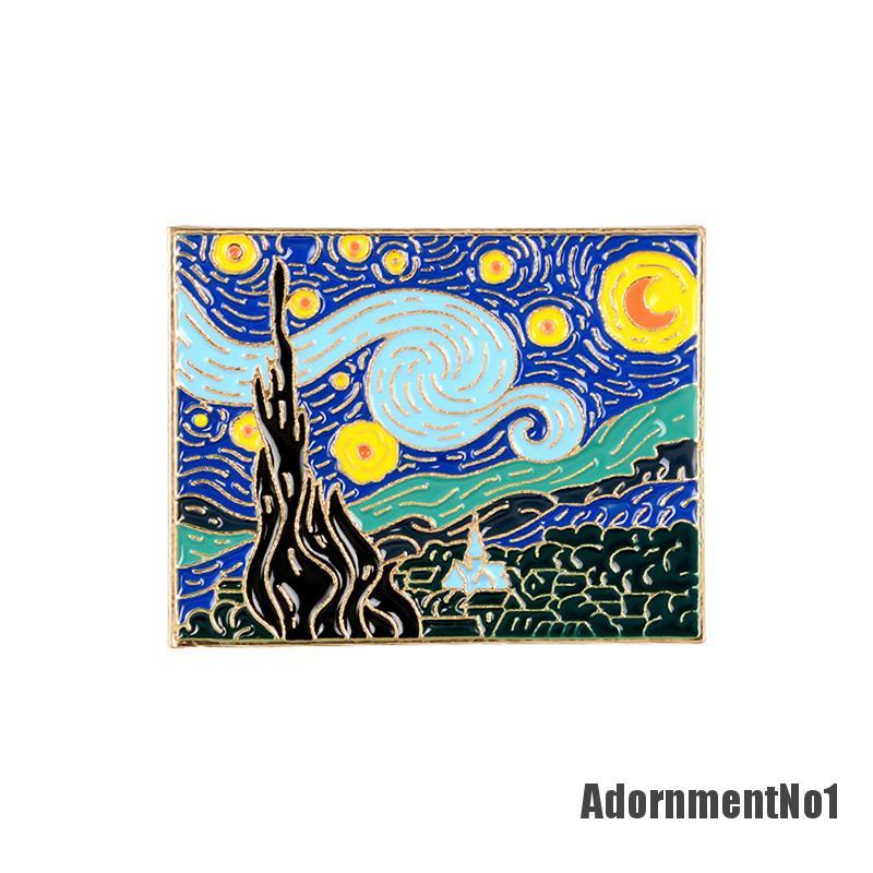 (Adornmentno1) Bros Pin Desain Lukisan Langit Berbintang Van Gogh 's Masterpiece Romantis