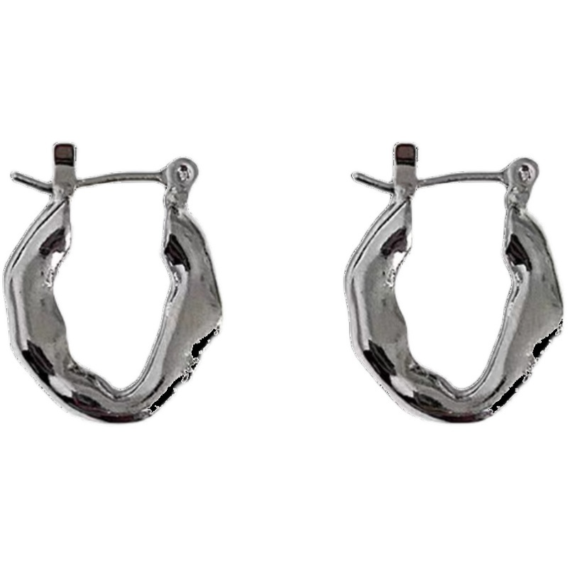 Anting Bulat Bahan Metal Gaya Trendy / Simple Untuk Wanita