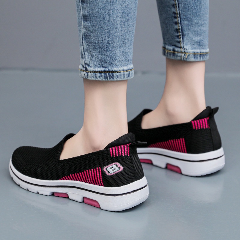 Sepatu Kanvas Wanita Rajut Sepatu Wanita Sepatu Tanpa Tali Hitam Sepatu Wanita Sport Women Sneakers