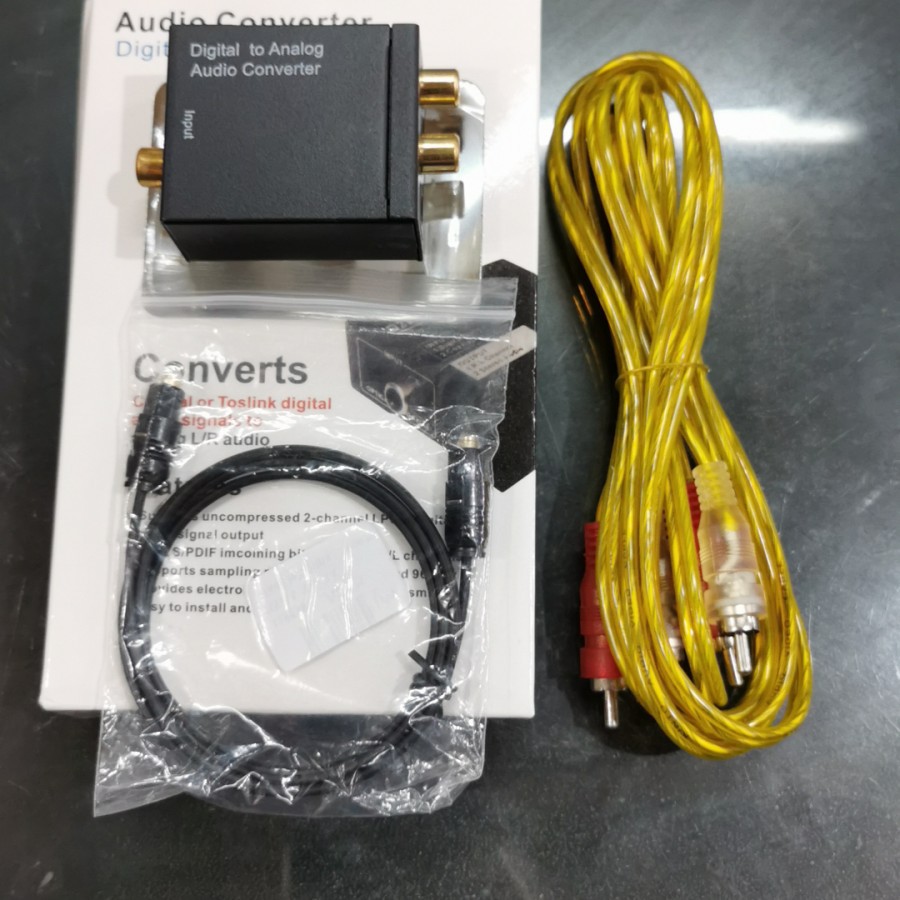 Converter Optic Digital to RCA analog audio paket lengkap kabel optic dan kabel rca 2-2