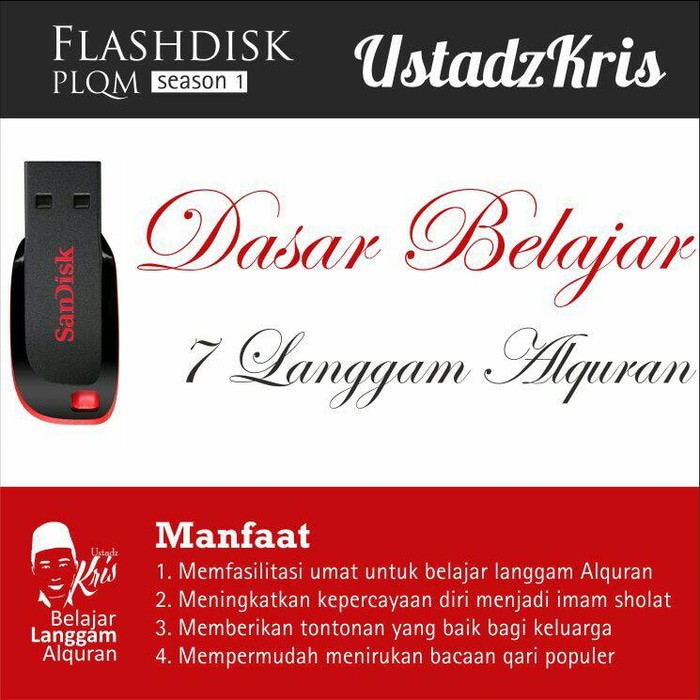 FLASHDISK USTADZKRIS REGULAR VERSION (PLASTIC) BELAJAR IRAMA ALQURAN