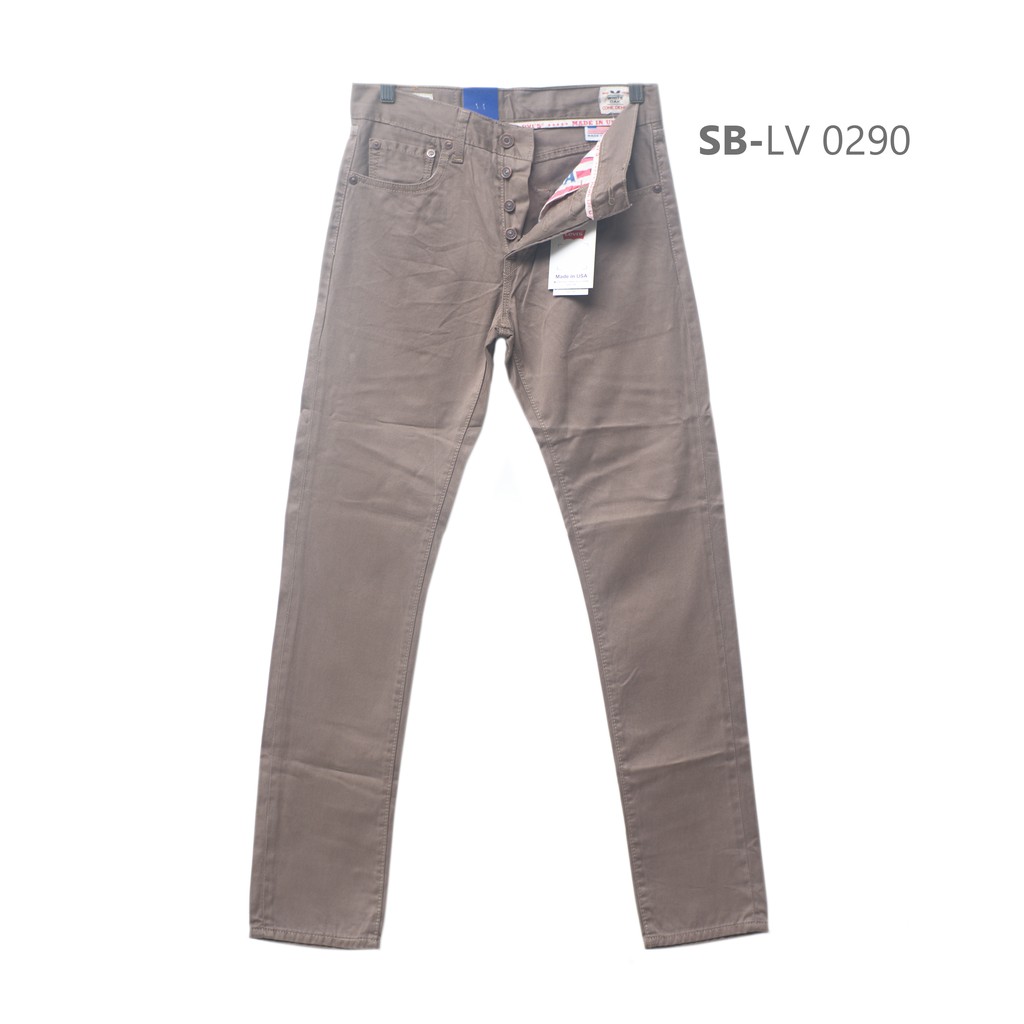 Levis 501 USA - Celana Panjang Pria - Bahan Kanvas Sand Brown