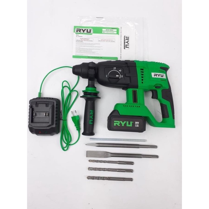 RYU CORDLESS ROTARY HAMMER BRUSHLESS 26 MM MESIN BOR 3 FUNGSI FDDF54654CE