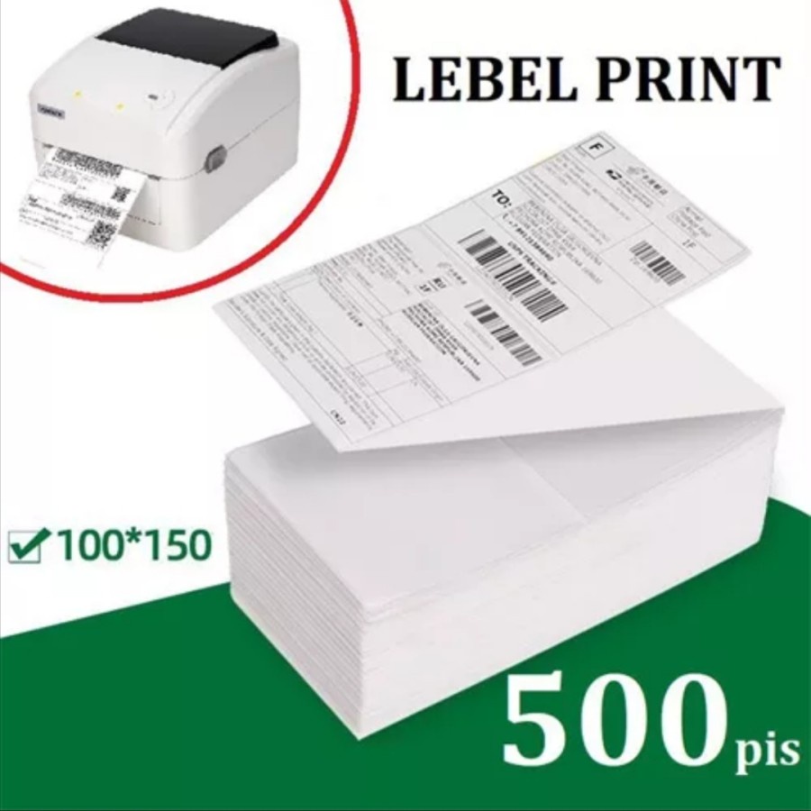 

Kertas Resi Label Kertas Resi Label Thermal Barcode Roll A6 - 100x150mm Lipat isi 500 pcs