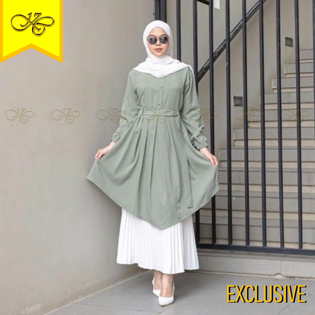 Tunik Rempel Set Spandek Tie Dye Ceruty Corniche Couple Hanover Kaos Busui lengan balon Wanita Weari