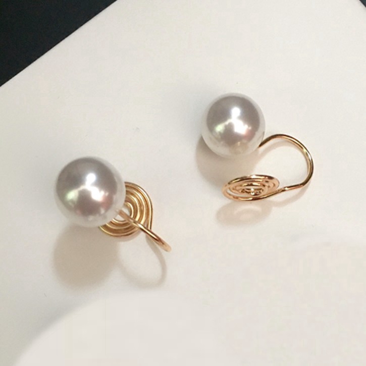 Anting Klip Tanpa Tindik Aksen Mutiara Imitasi Warna Goldsilver Untuk Wanita