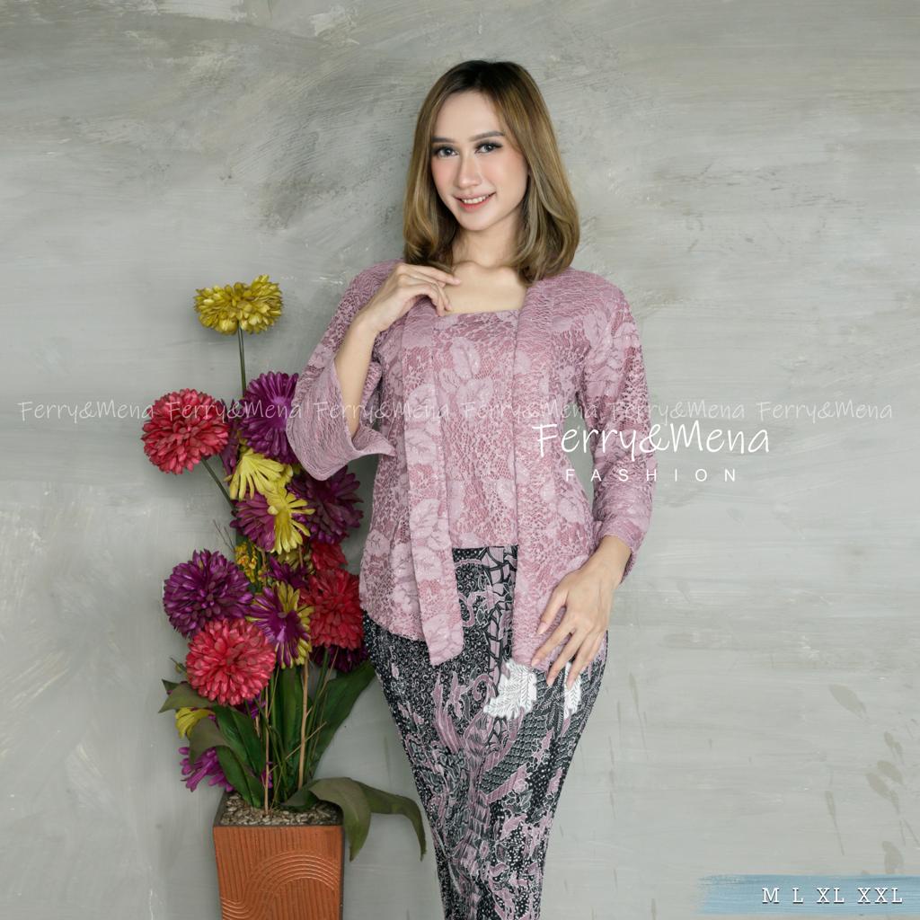 Kadai.baju /Kebaya kutu baru / Kebaya floy brukat kartini / Kebaya tunik modern / Kebaya pesta wanita Size M L XL XXL XXXL