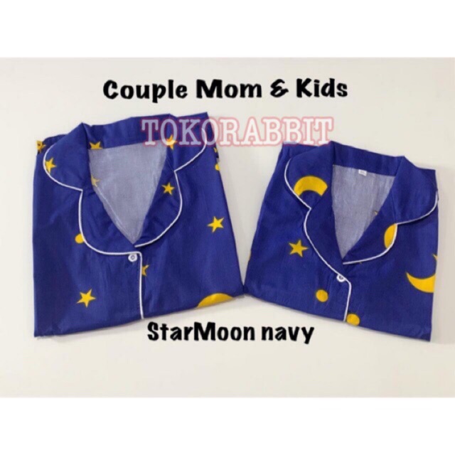 Piyama STARMOON NAVY bisa couple mom kids and family