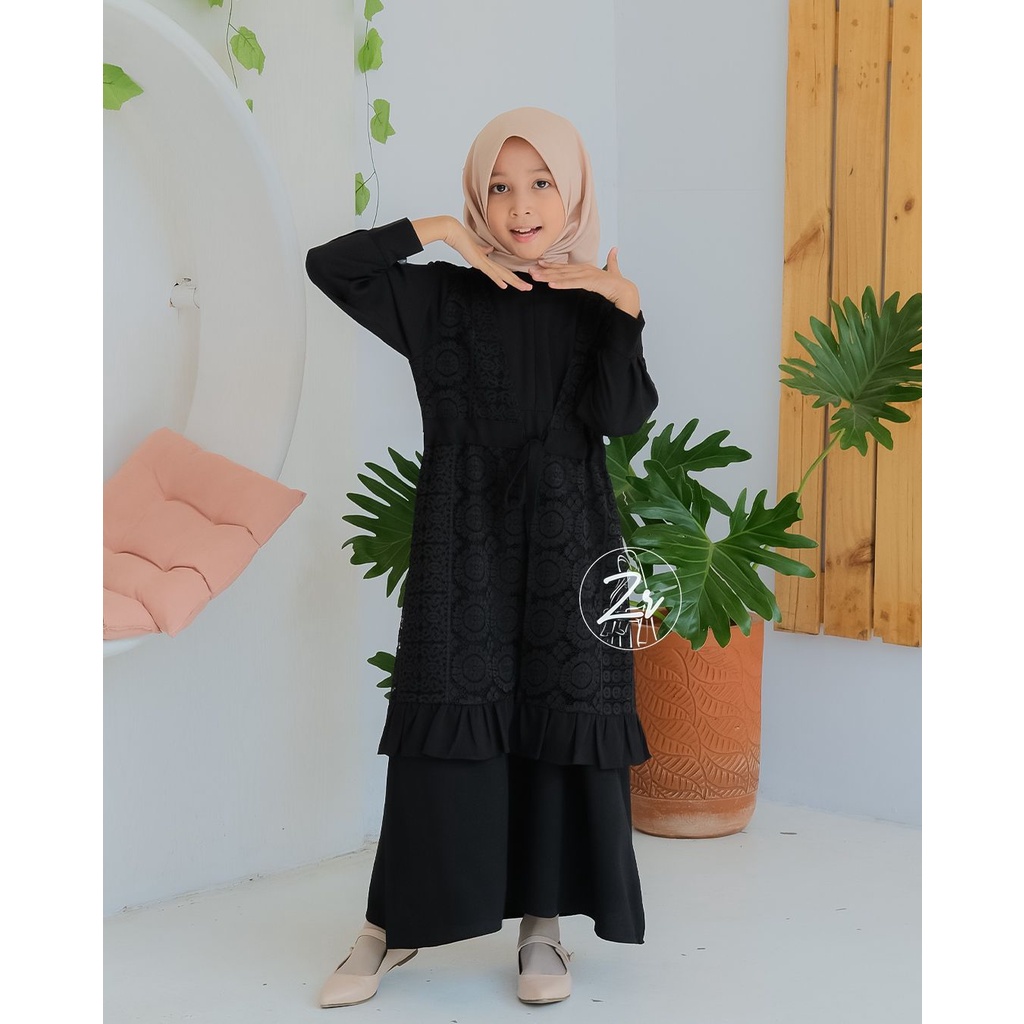 Gamis aleema by zr MOM &amp; KIDS COUPLE kartika Burkat S M L ibu anak ootd kondangan lebaran fashion muslim busana syari wanita gaun hijab pesta murah