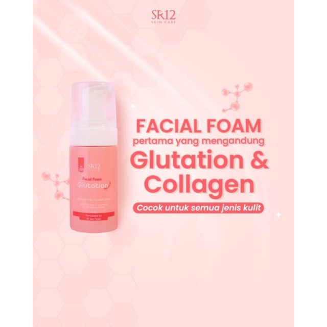 Facial Foam Glutation With Collagen SR12 - Sabun Wajah Cocok Semua Jenis Kulit