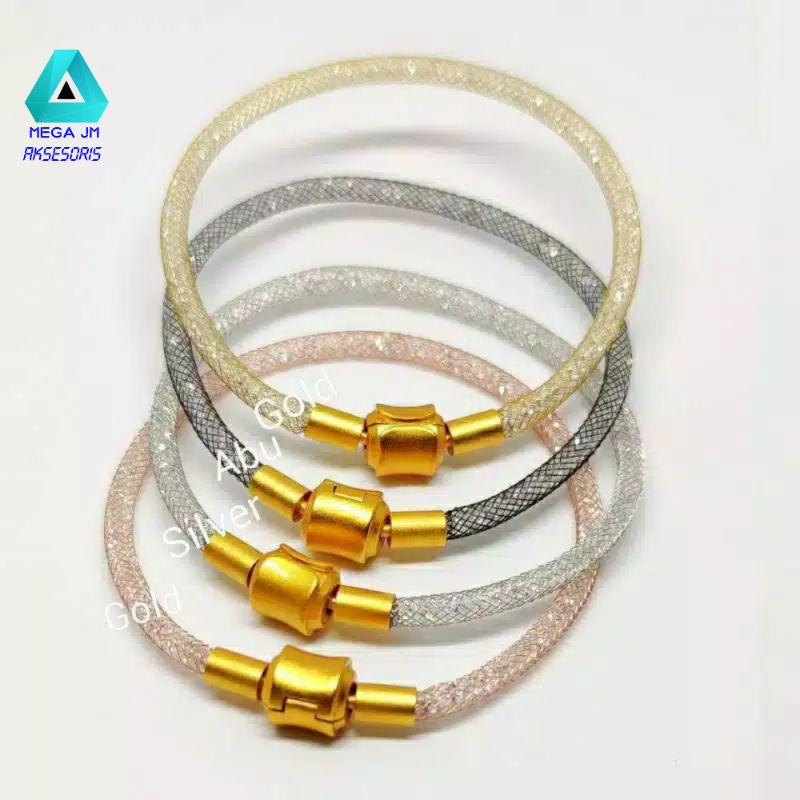 Gelang Gliter Tali Kawat Swarovski Gelang Tangan