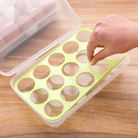 Kotak/Wadah Penyimpanan Telur Susun15 Sekat Anti Pecah - Egg Box Storage Organizer