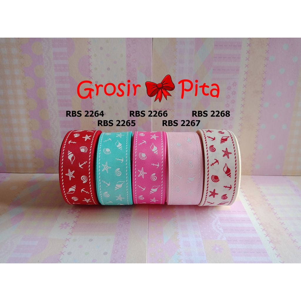 

(25 yard) Pita Grosgrain Motif Coral Sea RBS 2264,2265,2266,2267,2268 | Toko Bahan Craft | Grosir Pita