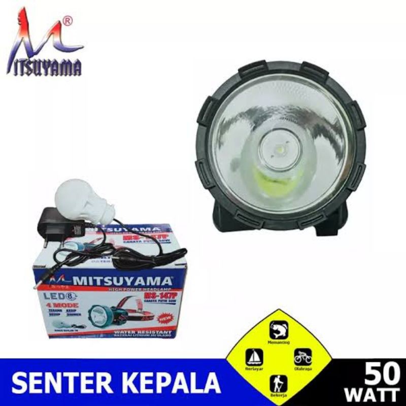 Senter kepala 10W MS-147P Cahaya putih Bonus Bohlam LED