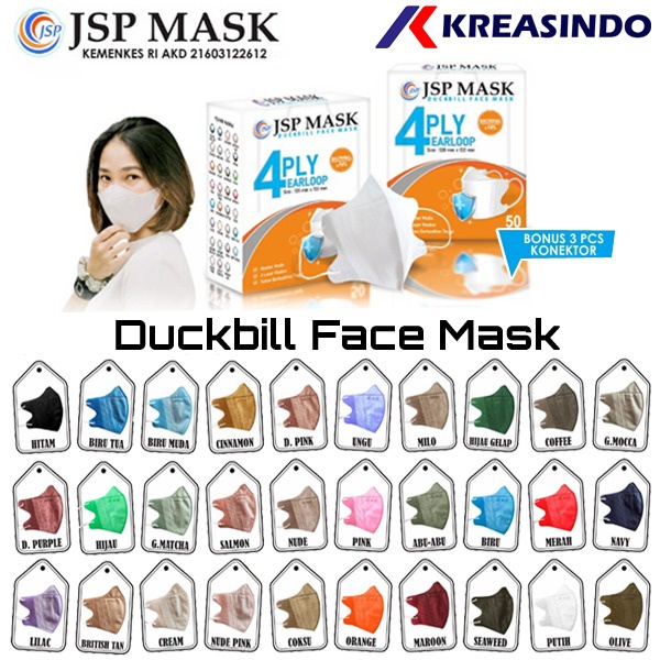 JSP Masker Duckbill Dewasa Masker Medis Kemenkes 4 ply Surgical mask isi 25 / 50