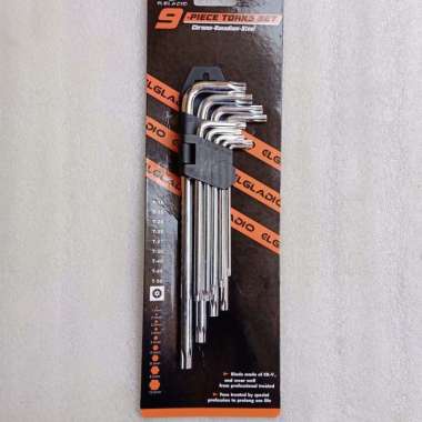 Kunci L BINTANG SET  / Kunci L BIASA  Set / Kunci L BULAT SET Panjang Lengkap / Kunci L Motor 9 PCS-BINTANG PANJANG