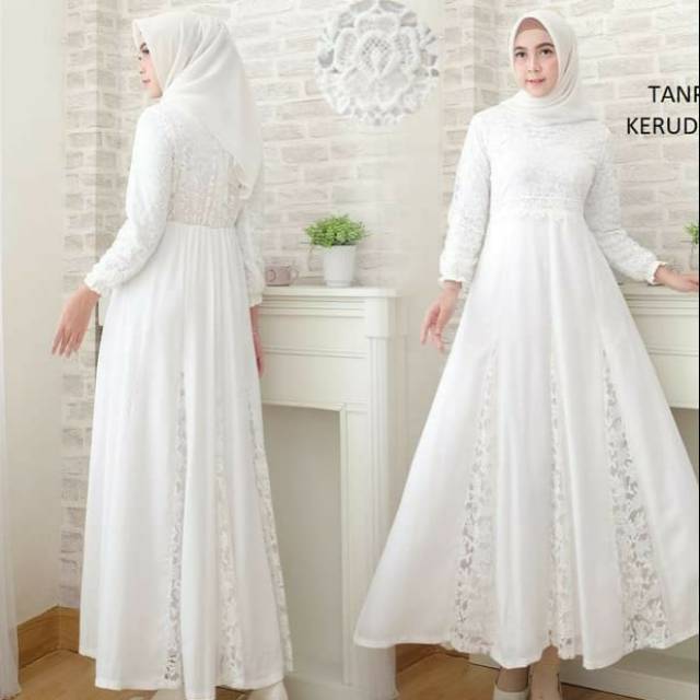 Baju Muslim Wanita/ Busana Muslim / Baju Gamis Putih / Gamis Wanita / Gamis Putih / Gamis Brukat