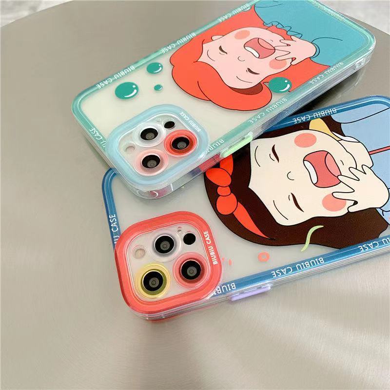 Case Bening Tahan Banting Desain Gadis Untuk Iphone 14 13 12 11 Pro X XR XS Max 6 6s 7 8 Plus Mini