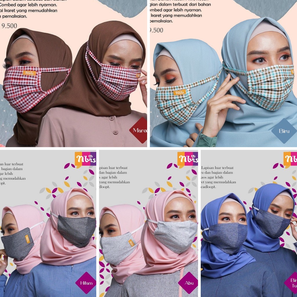 [BISA COD]MASKER NIBRAS MASKER HIJAB MASKER RAUNA MASKER LUBI MOTIF MASKER KAIN 2 PLY MASKER CANTIK