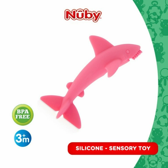 NUBY Silicone Teether Lil Shark Toothbrush Sensory Toy Gigitan Bayi