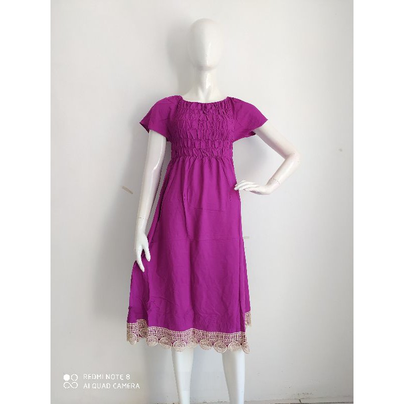 Daster Renda Polos Warna Daster Kerut Renda Allsize Daster Kekinian Daster Remaja Daster Smoke Midi 