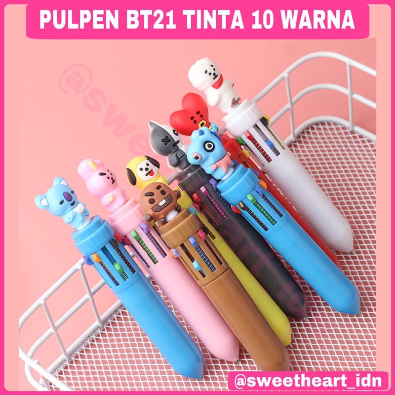 Pulpen tinta 10 warna / pen karatkter lucu bt2I tinta 10 warna