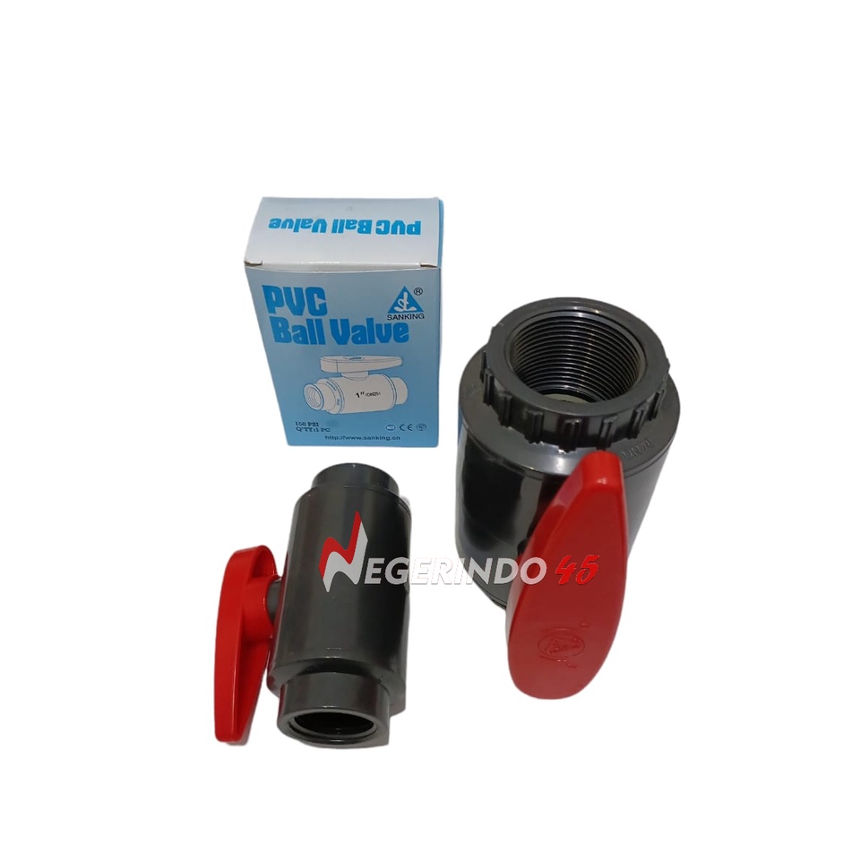 Stop Kran Air PVC Drat Sanking 1 1/2&quot; / 2&quot; Ball Valve PVC Drat Kran Air Industri