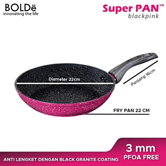 BOLDe super pan granite coating Panci Wajan set 5 pc Blackpink Black Pink