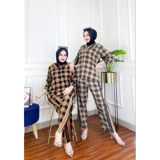 ONE SET KOTAK NEW SETELAN RAYON MOTIF TERBARU TERVIRAL