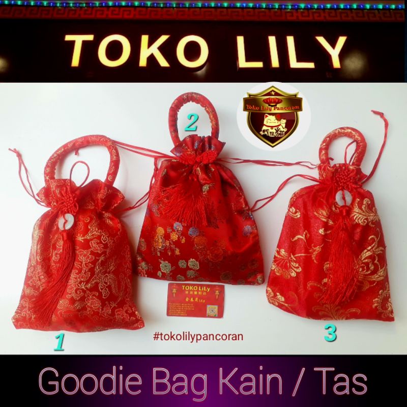 Goodie Bag Kain / Tas Kain Merah / Tas Jinjingan Kain / Tas Souvenir Kain