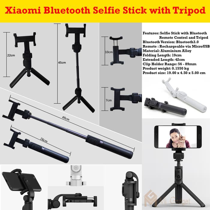 Selfie Stick with Bluetooth Remote and Tripod, Tongsis