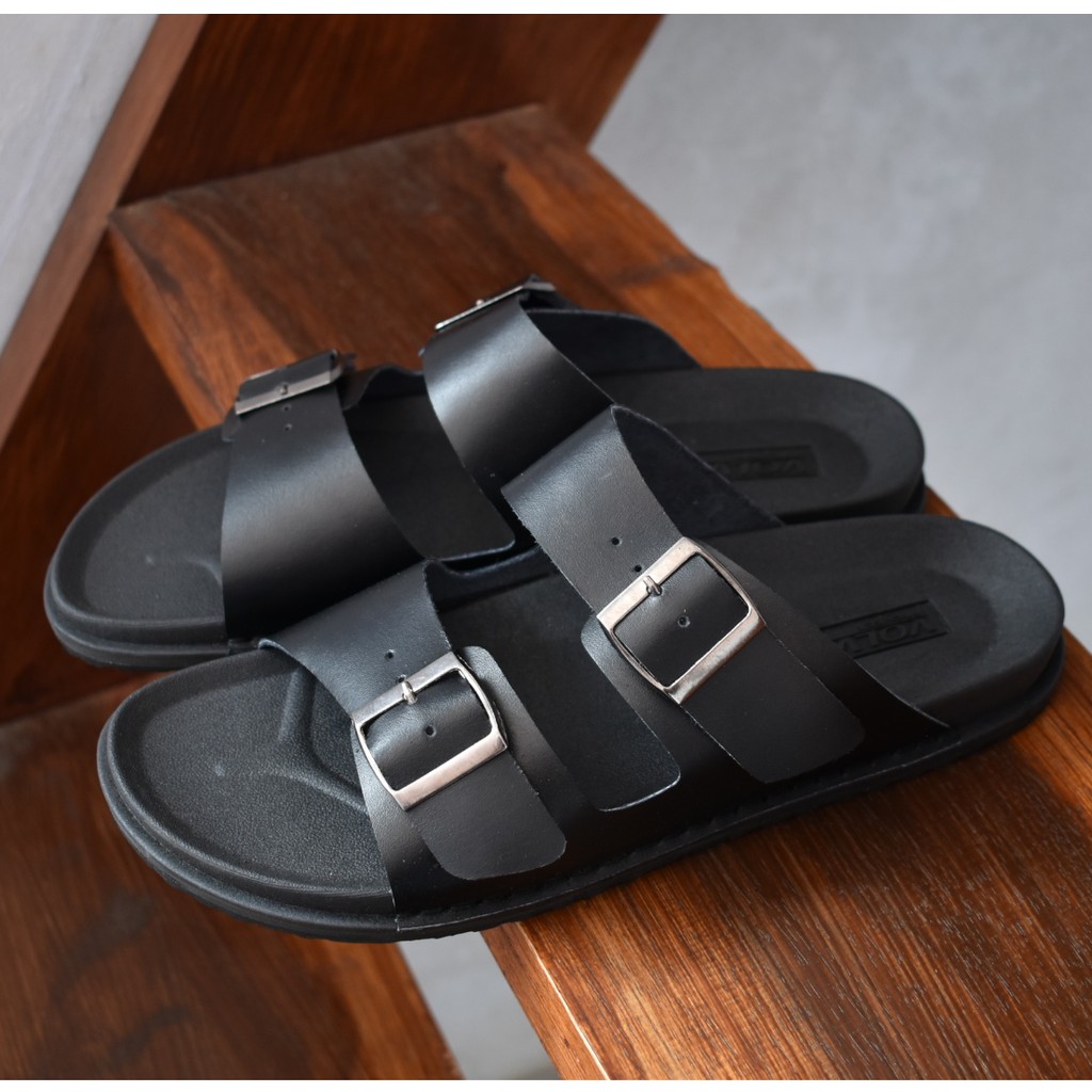 Vs 02 Black | Sandal Strap Simpel Original Pria Cowok Men Sendal Kulit Lokal Ori | FORIND x Volve