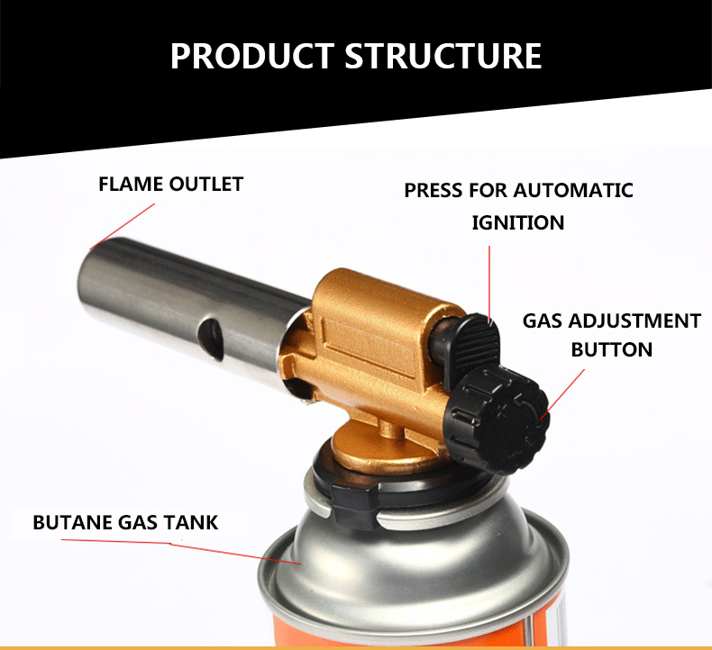 PRACMANU Kepala Gas Butane Jet Torch Flame Gun - TQ803 - GolD