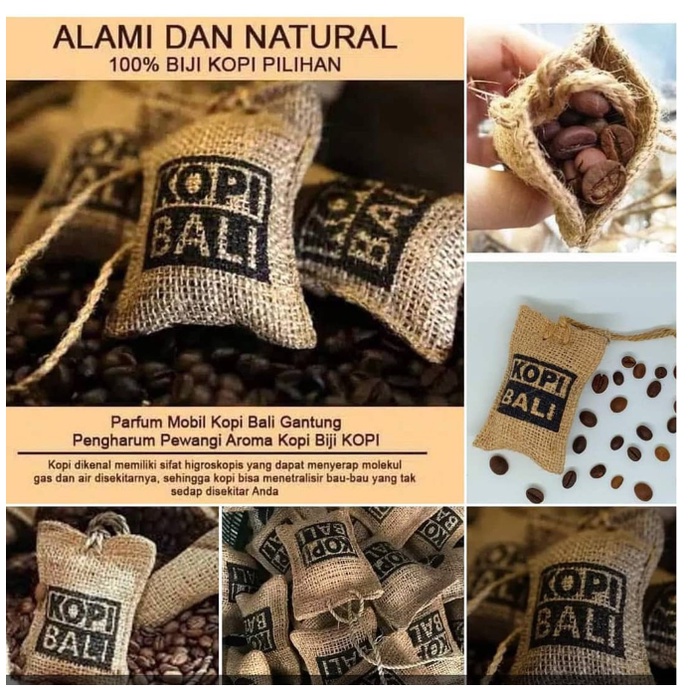 Pengharum Gantungan Mobil Biji KOPI BALI Parfum Ruangan Model Gantung Kantung Goni Aroma Coffee Lampung Gayo