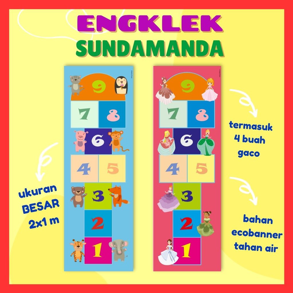 Mainan Engklek Karpet Playmat RAKSASA JUMBO SUNDAMANDA TAPAKGUNUNG HOPSCOTCH PEREMPUAN