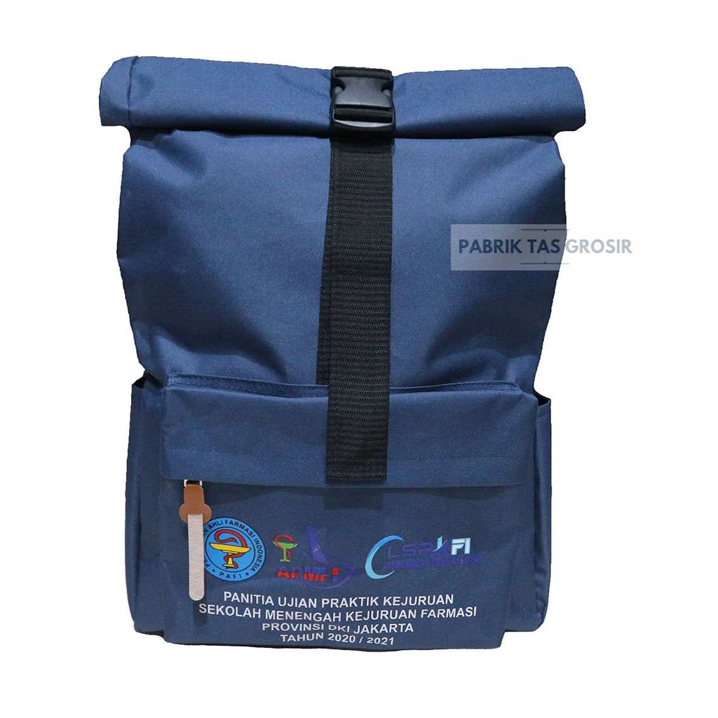 GROSIR TAS SOUVENIR SEMINAR CUSTOM Sablon SMK Farmasi Provinsi DK Jakarta Ransel Murah Multifungsi