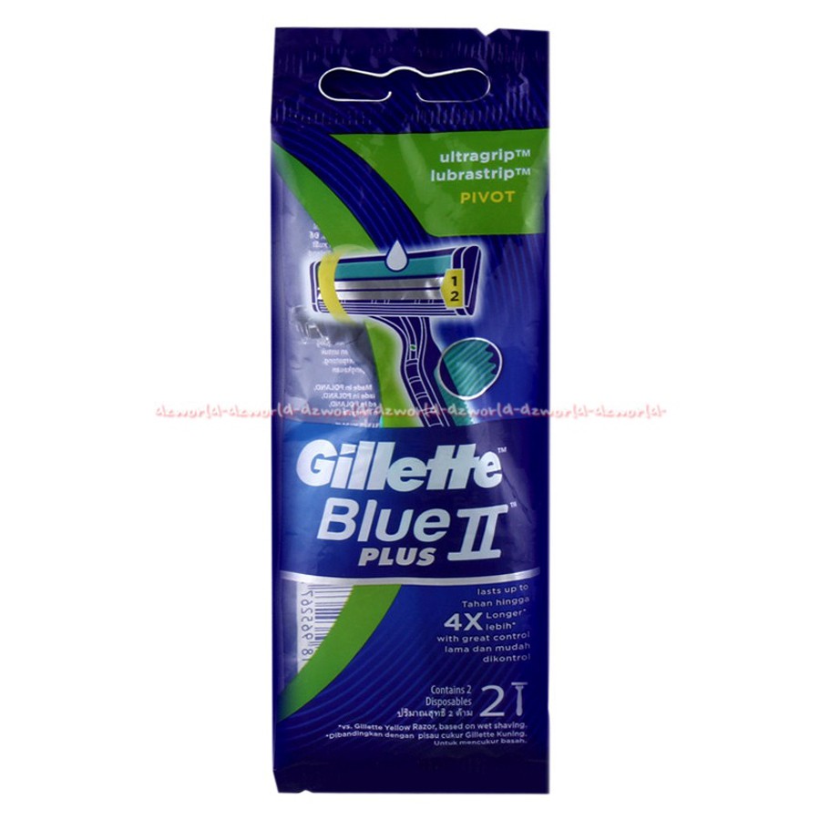 Gillette Blue II Plus Pisau Gukur Gillete Biru Pivot isi 2pcs Gilete Blu Shaving Shaver Pisau Cukur Pria Laki Laki Blue2