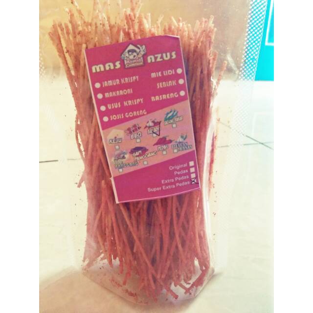 

Snack pedas / Mie lidi / camilan ringan / mie biting