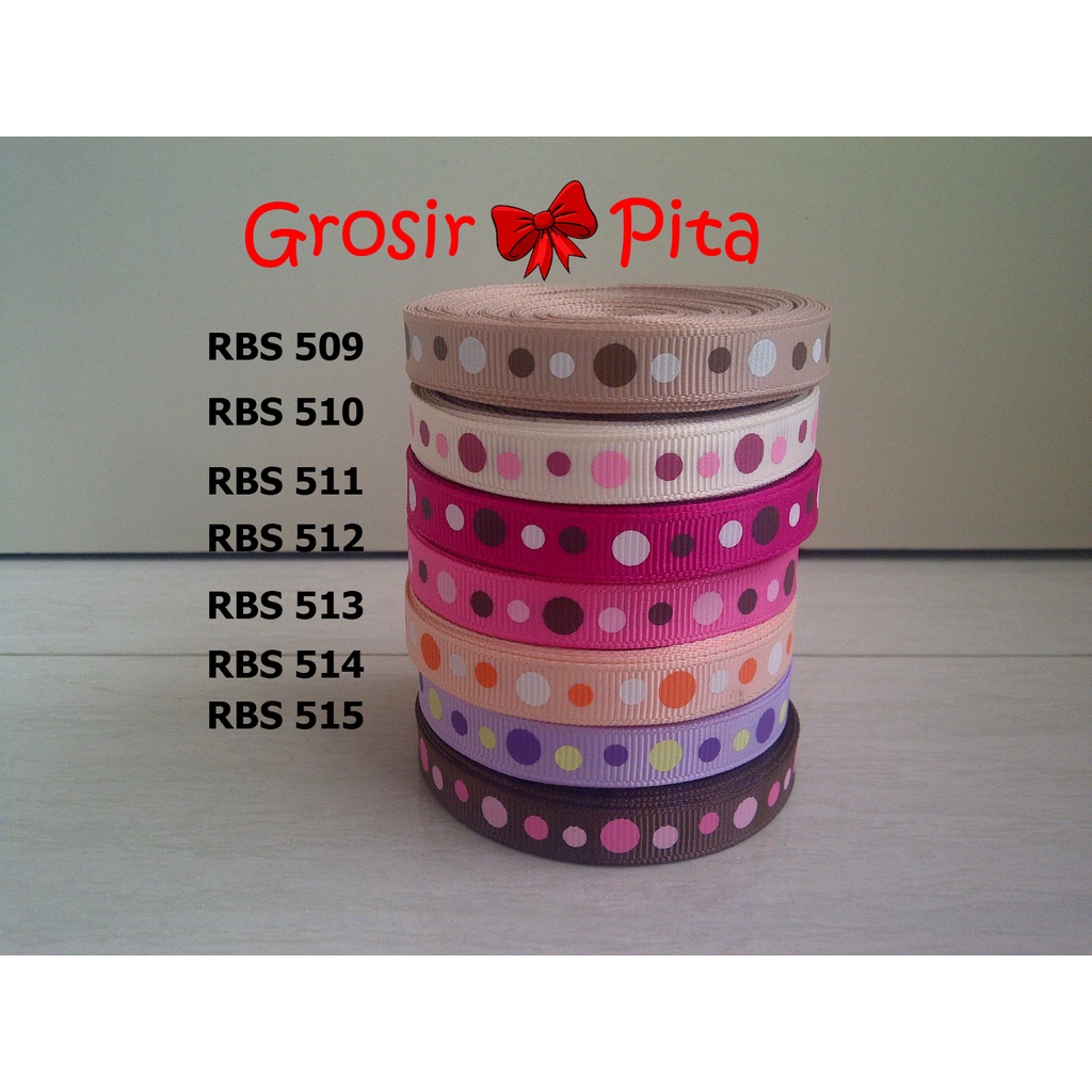 

(25 yard) Pita Grosgrain Motif Polkadot RBS 509,510,511,512,513,514,515 | Toko Bahan Craft | Grosir Pita