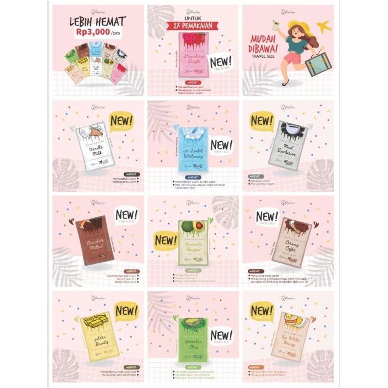 Masker Bubuk Mini Travel Size BPOM - Face Mask 10gr