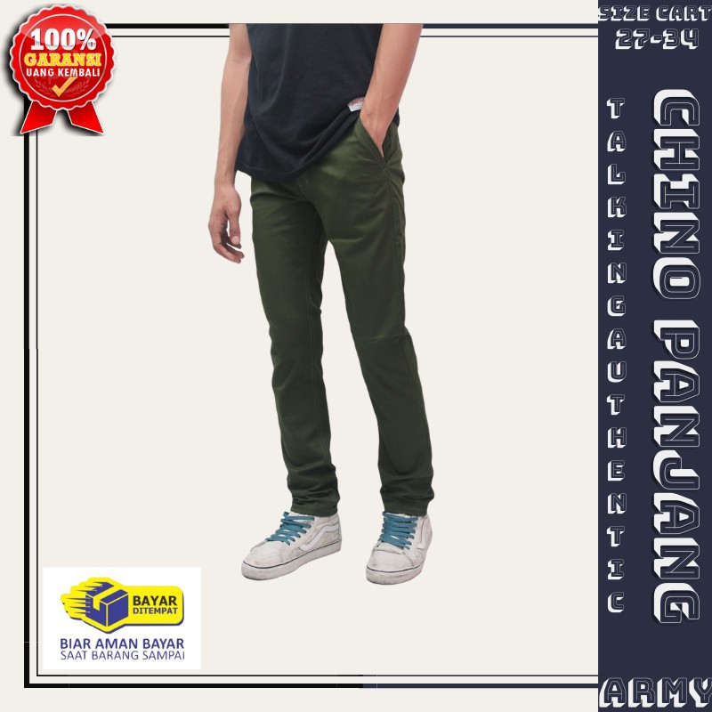 Celana Chino Panjang Pria Chinos Cowok Hijau Army Higt Quality Premium Casual Slimfit Kantoran Ori