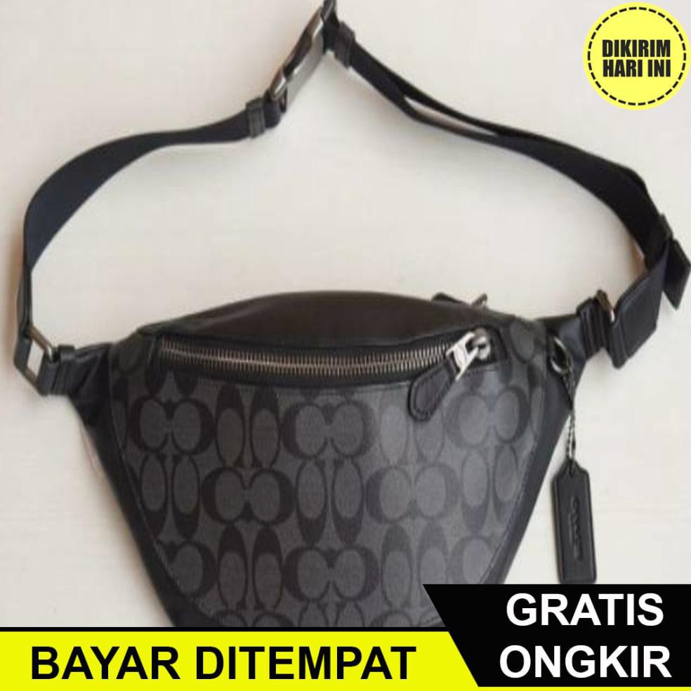 JB3745 Tas Coach F78777 Coach Warren belt bag sign black sz 32x18cm