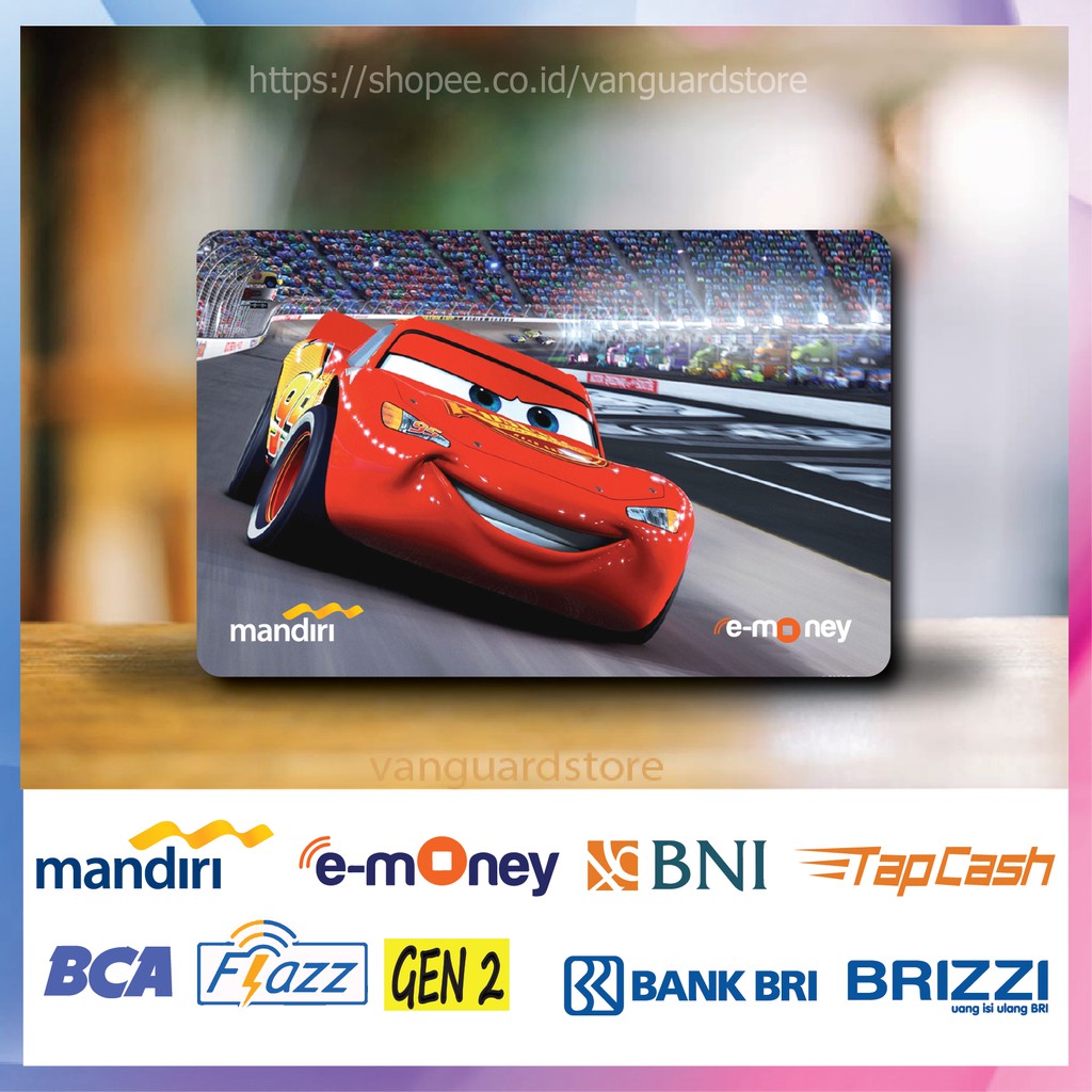 KARTU E MONEY E TOLL KARTUN CAR MOBIL MERAH MOVIE 30 EMONEY MANDIRI FLAZZ BCA BNI TAPCASH BRIZZI