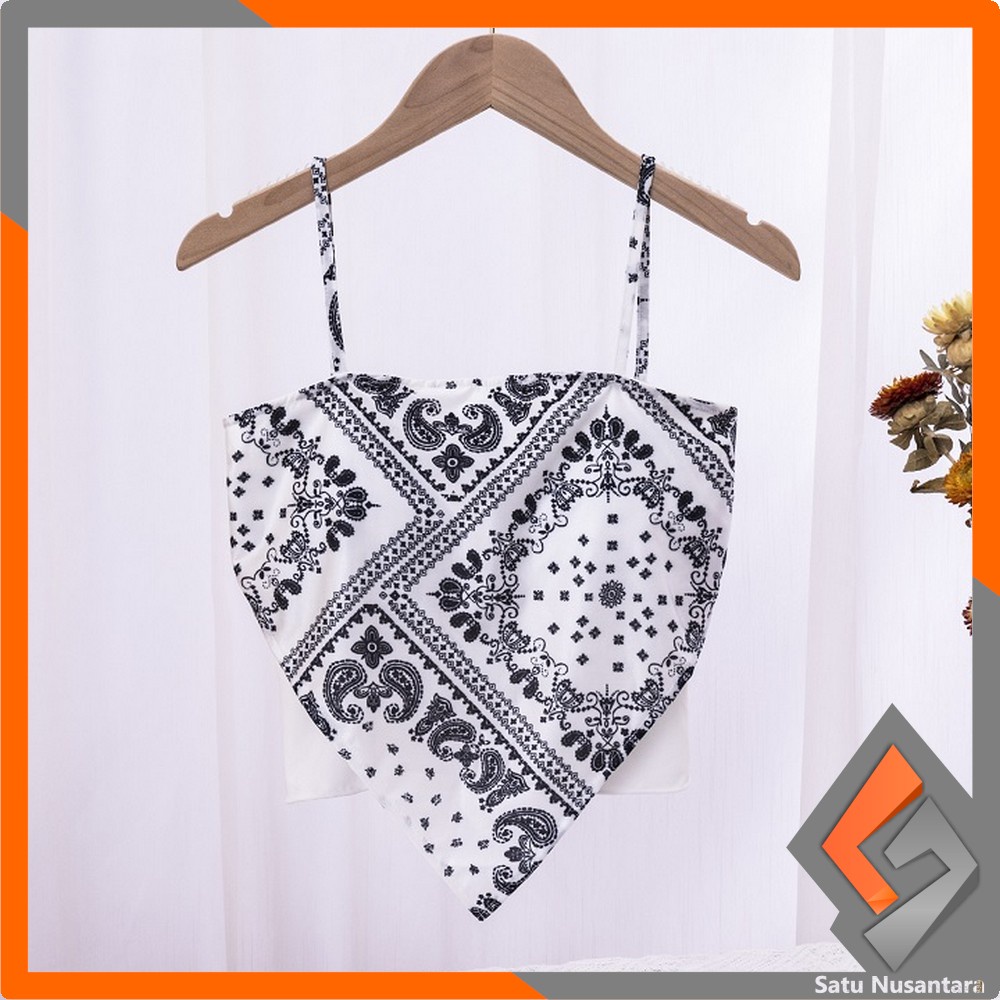 SN-P124 Tank Top Segitiga Model Crop Top Motif Hailey Scarf / Tanktop Atasan Wanita Tanpa Lengan / T
