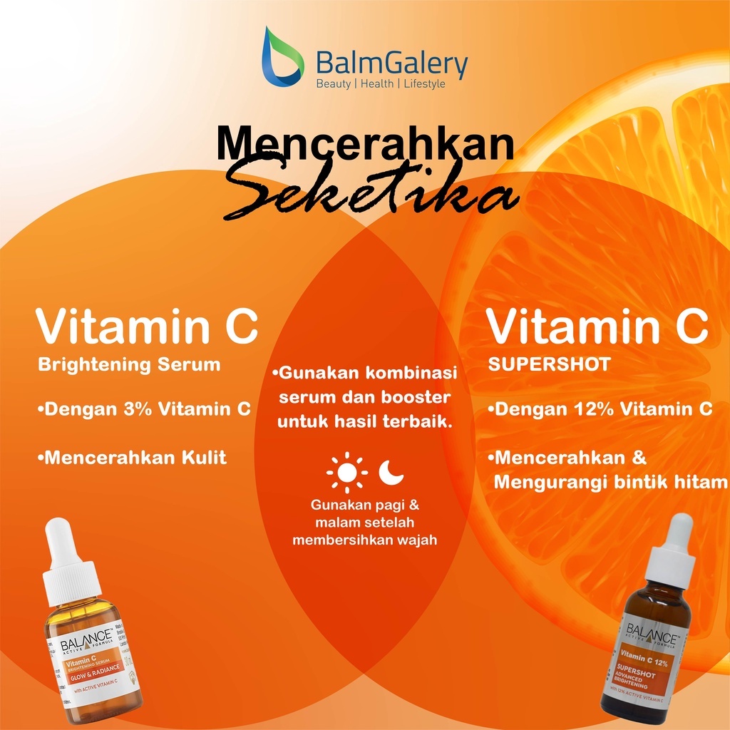 BALANCE Serum All Variant 30 ml / Active Formula (Vitamin C, Hyaluronic, Collagen) Perawatan Kulit Mencerahkan Melembabkan Mengencangkan Wajah