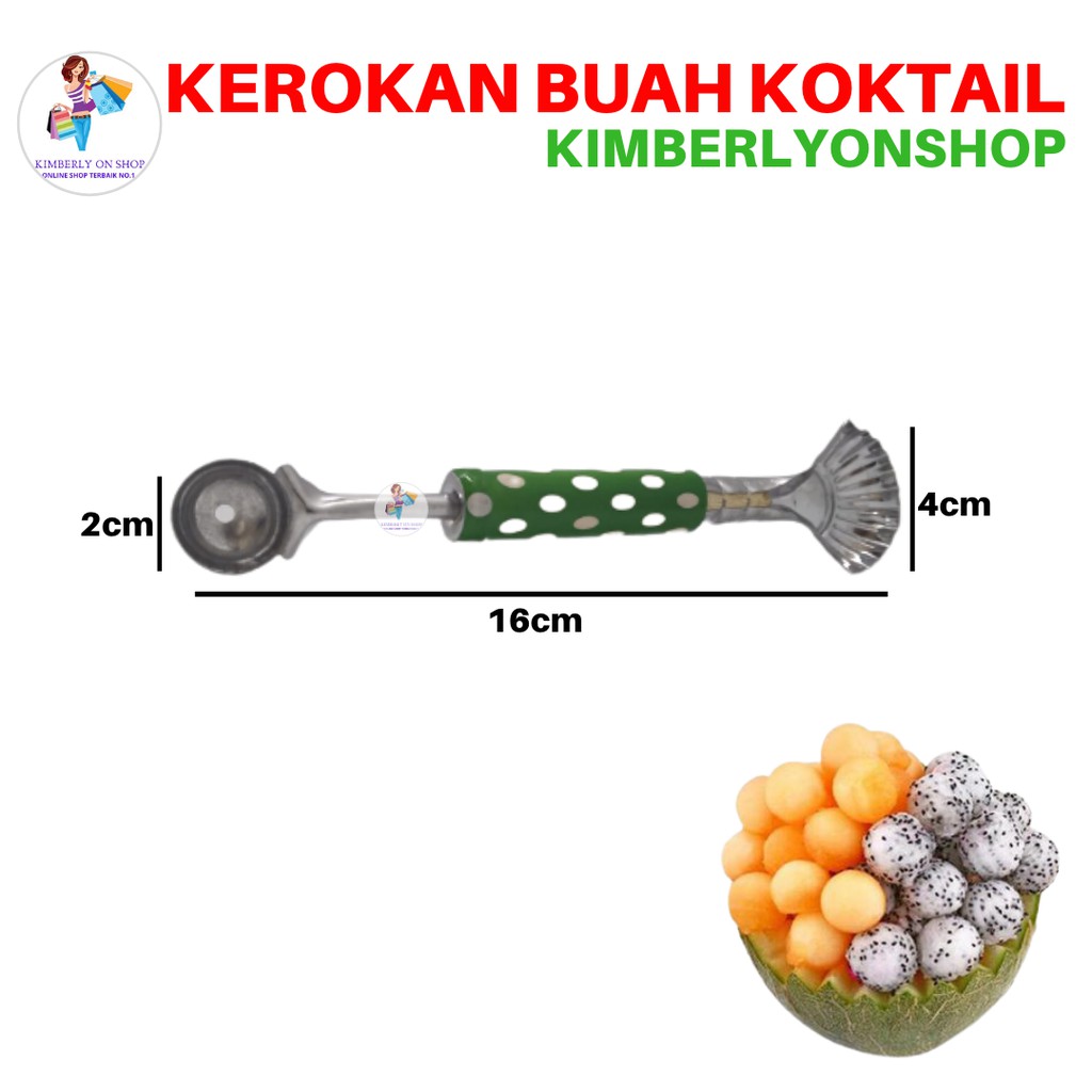 Kimberlyonshop Cetakan 2in1Buah Koktail Sendok Cocktail Kerokan Kelapa