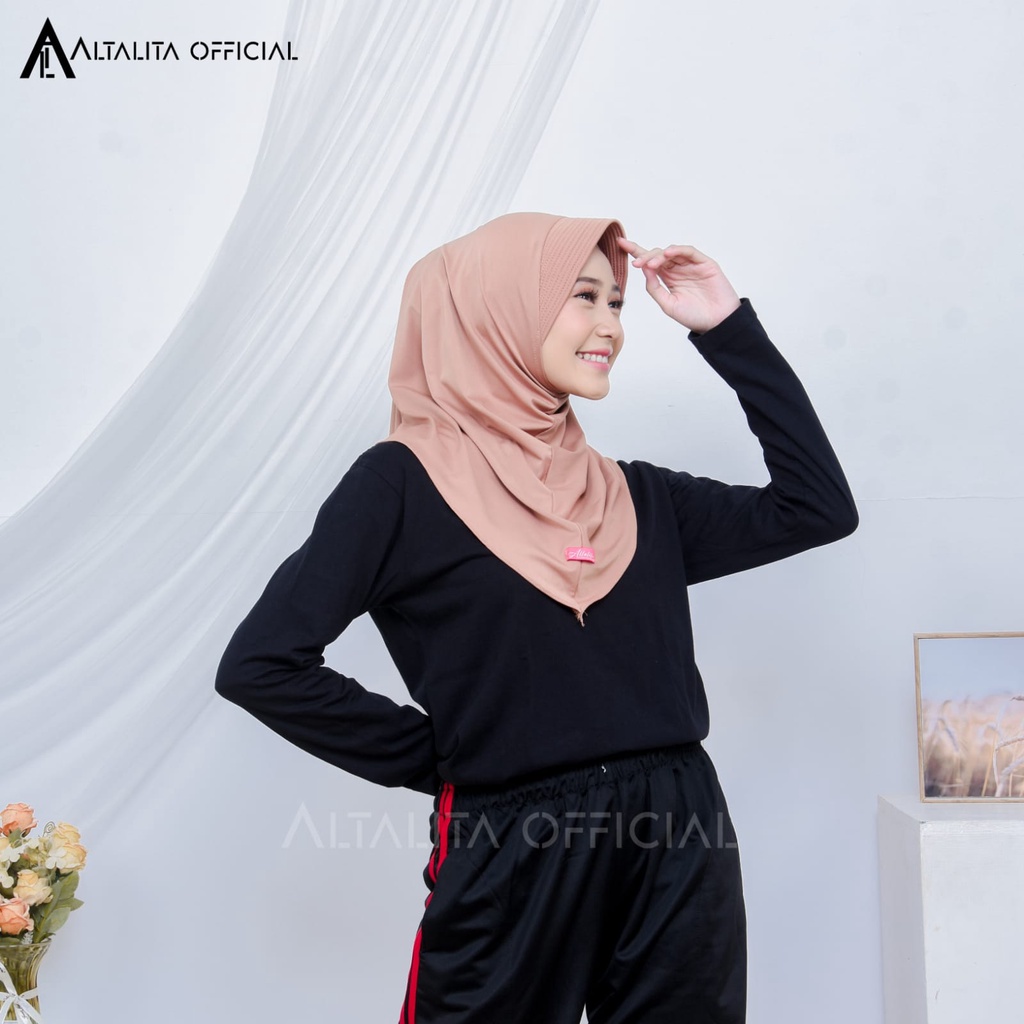 Altalita - Jilbab Sport Instan pet Bahan Jersey Premium Polos Cocok Untuk Sekolah Olahraga dan Sehari-Hari