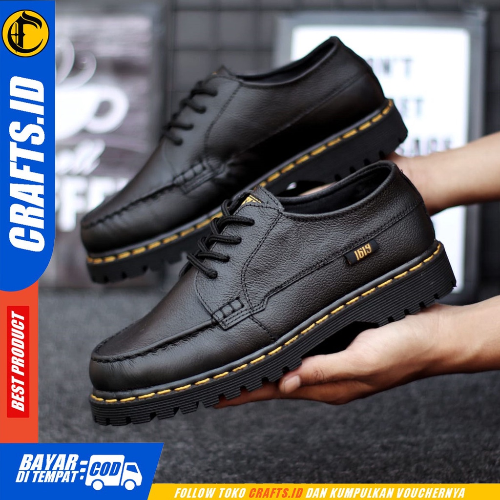 CRAFTS gon - Sepatu Docmart Pantofel Formal Low Boots Kulit Asli Kerja Pria